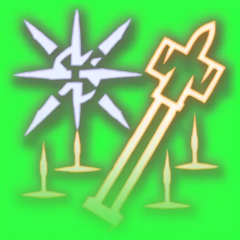 bg3 action icon, war caster, weapon heroism barbarian magic, upper body, green background  <lora:bg3_actions_offset:1>