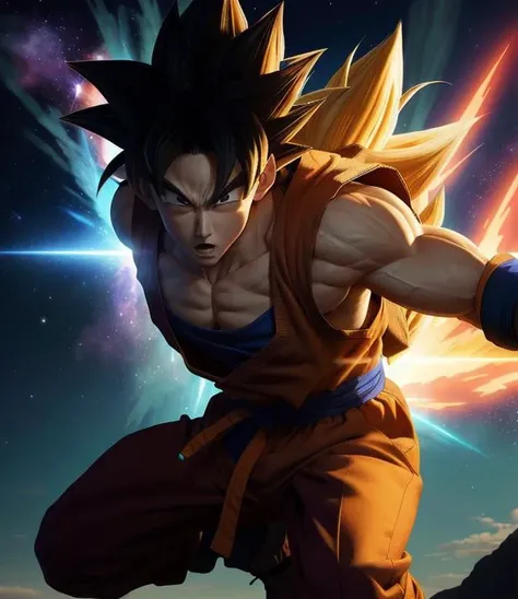 Goku from Dragon Ball Z on his flying cloud, consider working with artists such as Ryan Meinerding, Phil Saunders, or Adi Granov to create a sleek and stylish design, This logo could feature a centralized of Goku on his cloud with simple shapes and bold colors to create a striking design that captures the energy and excitement of the anime, inspired by marvel comics, art by alex ross and jim lee, Trending on Artstation, Highly detailed, Sharp focus