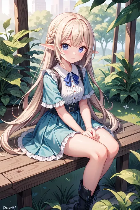 insanely detailed, absurdres, ultra-highres, ultra-detailed, best quality,
1girl, solo, nice hands, perfect hands
BREAK
elf girl, boots
BREAK
sitting on branch,
from above,looking up,
cowboy shot, looking at viewer
BREAK
slender, kawaii, perfect symmetrical face, ultra cute girl, ultra cute face, ultra detailed eyes, ultra detailed hair, ultra cute, ultra beautiful
BREAK
in forest, ground, leaf, butterfly, (wide shot magnificent view:1.2),
(dappled sunlight:1.2), blurry, (depth of field:1.1)
BREAK
shiny hair, blonde hair, blunt bangs
