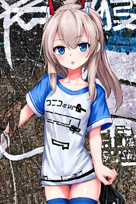 Blue eyes, no skirt, use T-Shirt, one girls, girlfriend, stockings