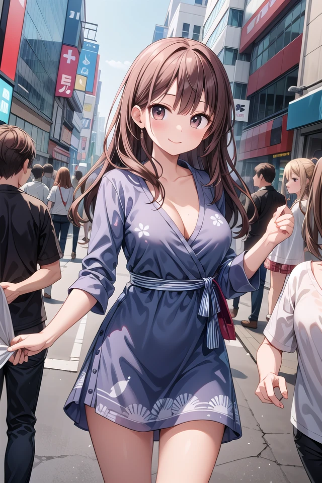 insanely detailed, absurdres, ultra-highres, ultra-detailed, best quality,
1girl, solo, nice hands, perfect hands
BREAK
(Bohemian Style Printed Wrap Dress With V-Neck:1.4),
(see through and fish pattern cloths:1.3), (navel:-1)
BREAK
seductive smile, closed mouth
BREAK
standing, cowboy shot, looking at viewer
BREAK
slender, kawaii, perfect symmetrical face, ultra cute girl, ultra cute face, ultra detailed eyes, ultra detailed hair, ultra cute, ultra beautiful
BREAK
shibuya, akihabara, tokyo, street, crowd, cityscape, depth of field, ultra detailed background
BREAK
medium large breasts
BREAK
brown hair, brown eyes, long hair,