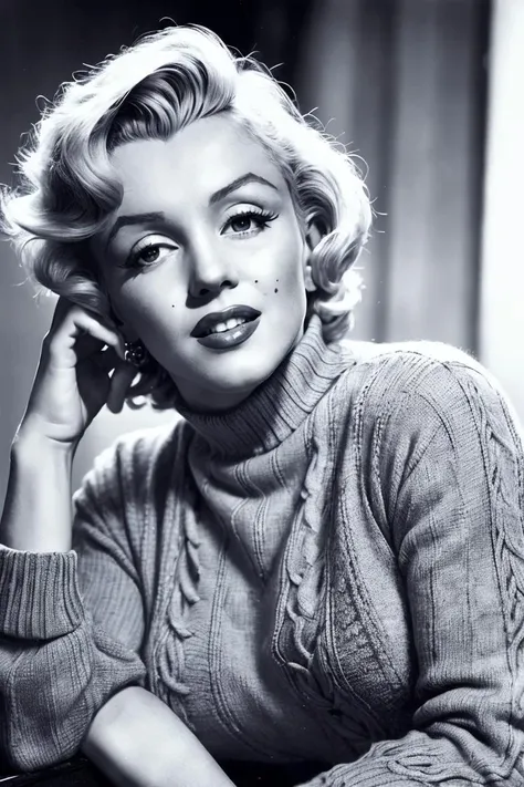 medium shot, realistic photo of marilyn_monroe, a woman, wearing a sweater, wearing jeans, (masterpiece:1.1), (best quality:1.1), beautiful, (intricate details), unity 8k wallpaper, ultra detailed, aesthetic, perfect lighting,   <lora:Marilyn Monroe:0.4> <lora:monroe:0.4>