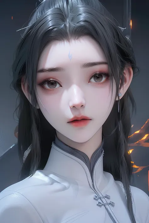 <lora:luxueqi:1>,luxueqi,1girl,solo,long hair,black hair,hair ornament,chinese clothes,upper body,jewelry,hair bun,earrings,simple background,forehead mark,dress,hair stick,closed mouth,facial mark,single hair bun,long sleeves,best quality,masterpiece,mecha clothes, robot girl, sliver bodysuit,((sliver)) and (broken) body,, best quality , masterpiece, illustration, an extremely delicate and beautiful, extremely detailed ,CG,unity,8k wallpaper, Amazing, finely detail, masterpiece, best quality,official art,extremely detailed CG unity 8k wallpaper,absurdres, incredibly absurdres, huge filesize , ultra-detailed, highres, extremely detailed,beautiful detailed girl, extremely detailed eyes and face, beautiful detailed eyes,light on face,