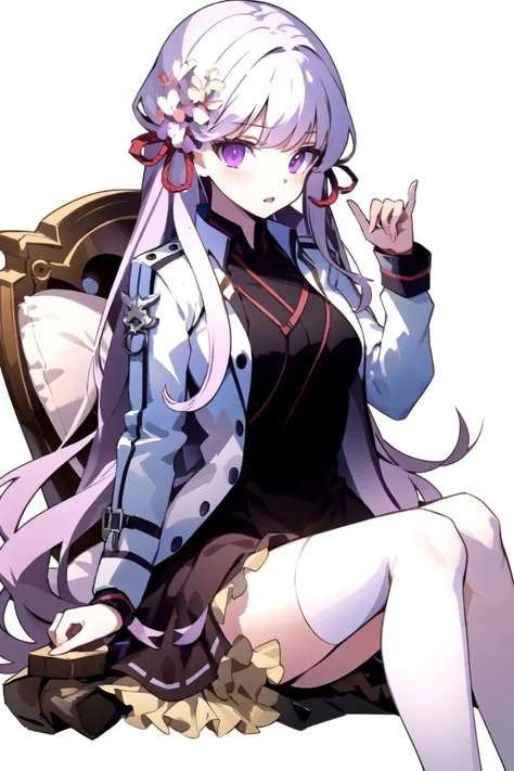 KTPintail, sitting, hair_ornament, hair_ribbon,white hair flower, long purple hair, purple_eyes, red_miko_dress, crux_white_jacket, white background BREAK masterpiece BREAK
<lora:GoodHands-vanilla:1.5><lyco:Support_add_detail:-0.5><lyco:Support_boldline:0.5><lyco:Support_tangbohu-line_1.0:0.0><lora:kanatalepintailloha-000004:0.8>