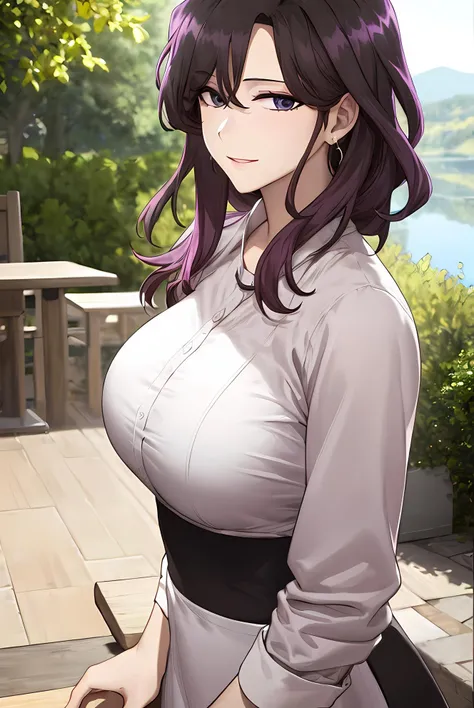 
masterpiece、Highest quality、One mature woman、Raikou、A motherly smile、Big Breasts、Purple Hair、Simakos、Recording、⏺️、REC、photograph、photograph器具、