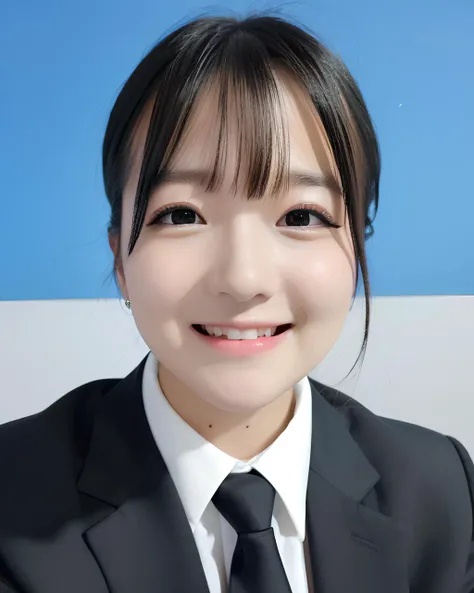 best quality, ultra high res, (photorealistic:1.4), <lora:010_v10:0.8>,
black suit, white shirt, blue tie,
sexy, beautiful face, light smile, ((mouth closed)), black hair, long bangs,