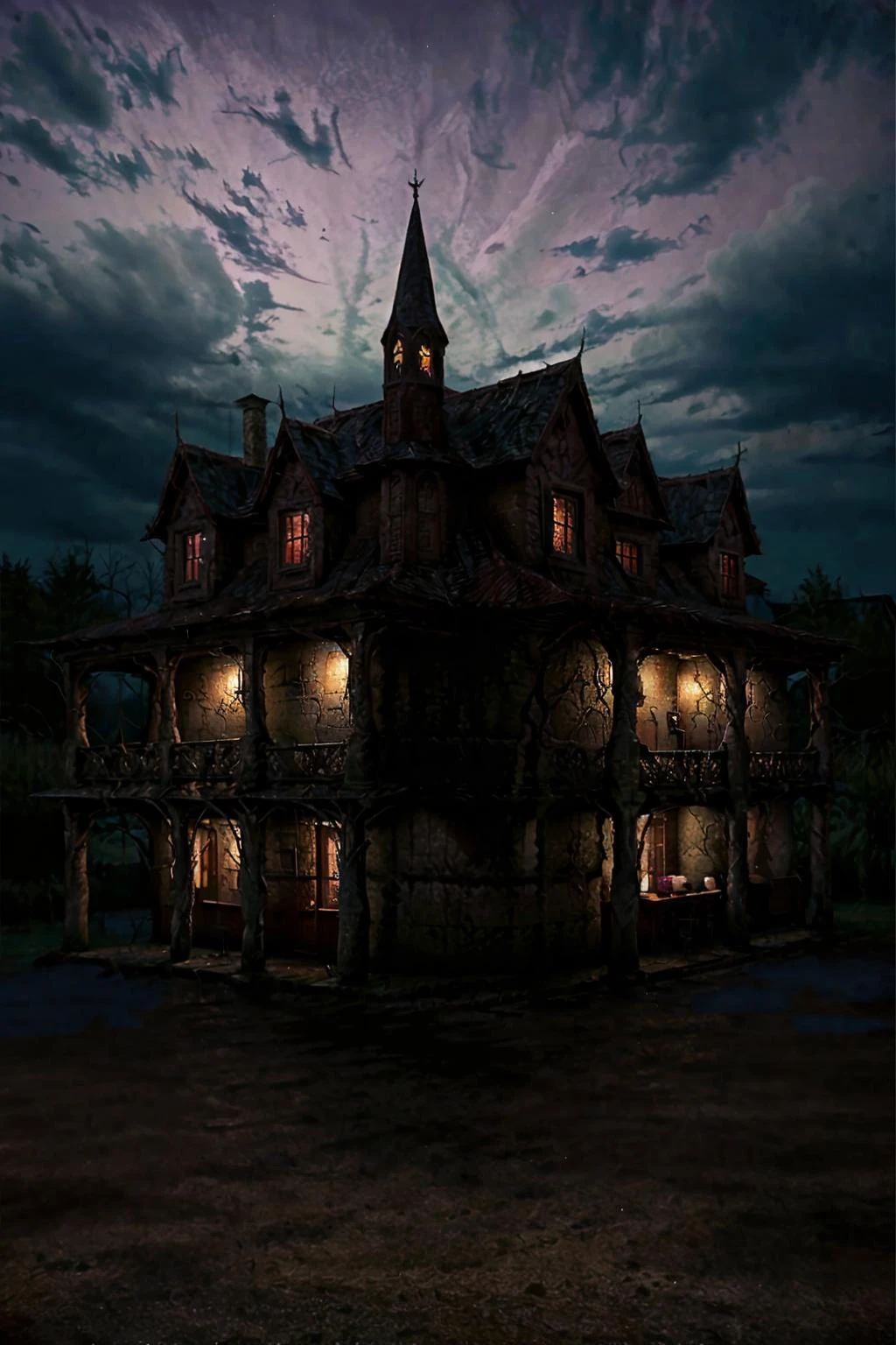 house, (masterpiece, top quality, best quality,),art,,highest detailed, Terror, Dark, and gloomy <lora:Terror1:0.8>night,