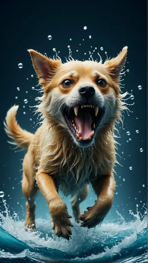 <lora:ElementWaterSDXL:1>ElementWater high quality photograph of a rabid dog with rabies, emoji faces are rabies foam, trending on artstation, water, swirling, splash