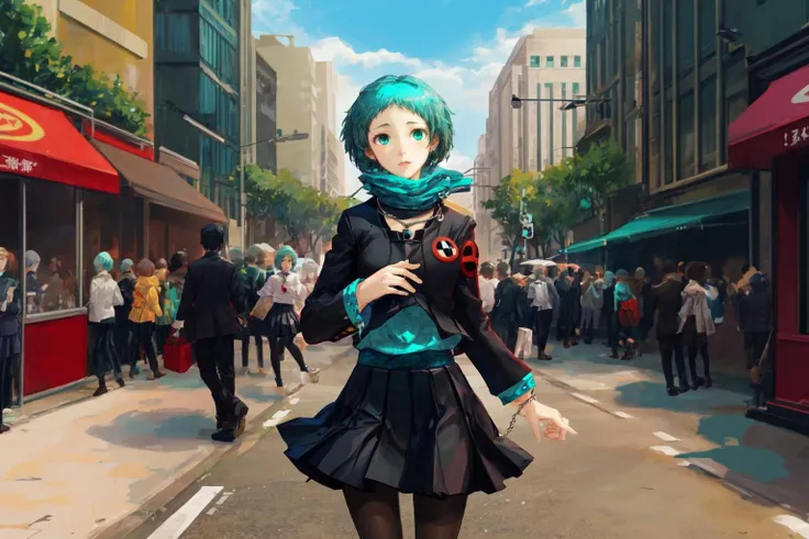 <lora:persona3_yamagishi:1> yamagishi fuuka, school uniform, skirt, white pantyhose, jewelry, necklace, aqua eyes, <lora:add_detail:1>