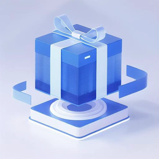 Gift box, Glass, message data icon,platform,blue, technology,Clean background,