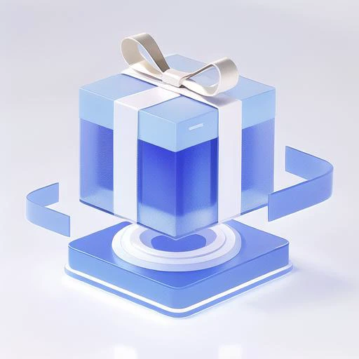 Gift box, Glass,platform,blue, technology,Clean background,