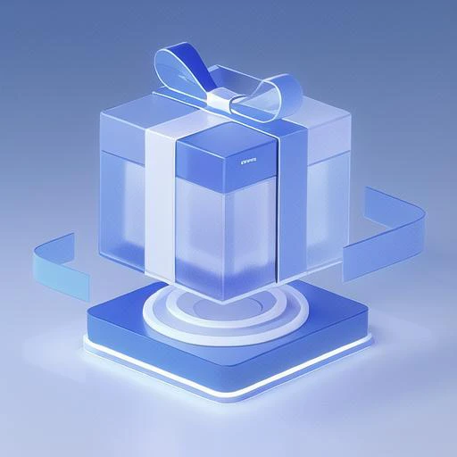 Gift box, Glass, message data icon,platform,blue, technology,Clean background,