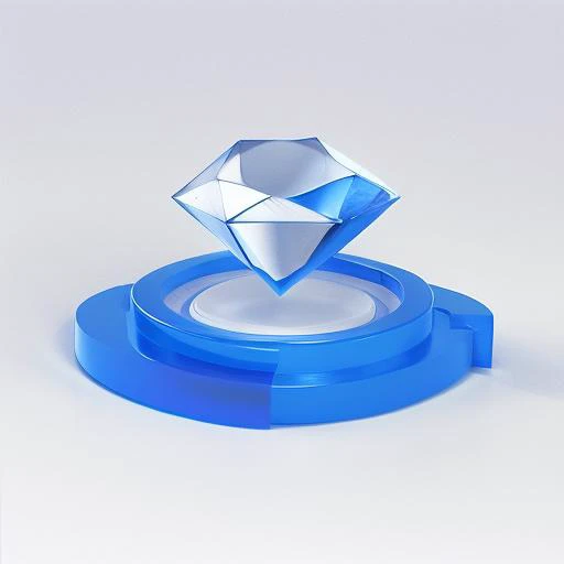blue|white diamond older icon,platform, technology,white background, industrial design,