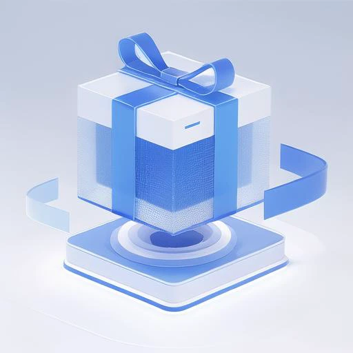 Gift box, Glass,platform,blue, technology,Clean background,