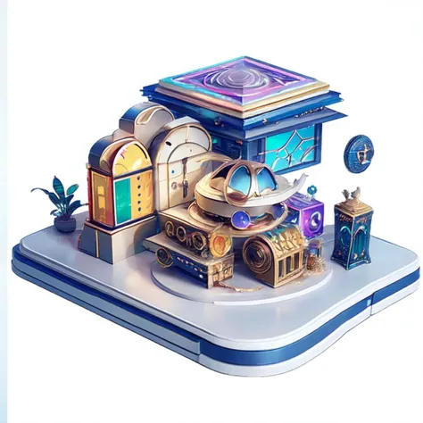 miniatures, miniature characters, workplace,office, factory, technology, code,  Abstract, particle module, plant, card, <lyco:DecorationBundlev2:1.15>, (StainedGlassAI:1.2), [concept],axisymmetric,  (isometric:1.2), 3dcharacter, simple background, 
soft lighting, blue|gold, ((best quality)), ((masterpiece)),(detailed),(lightgray background:0.8),  accurate perspective, cgi, 3d, render, blender,octane render, high contrast,