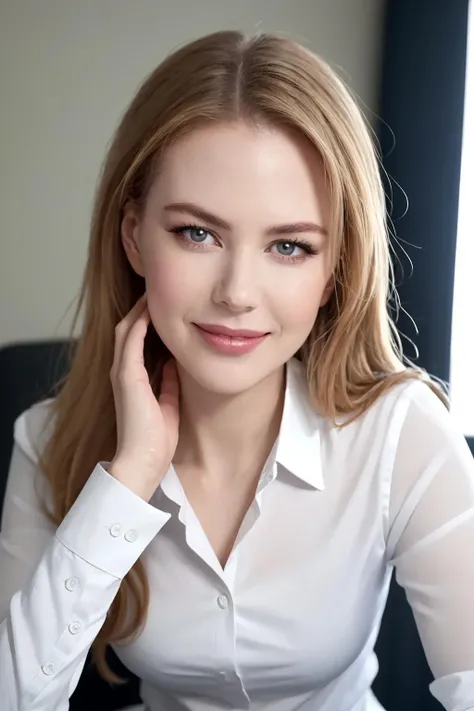 (masterpiece), (best quality), (realistic), Nikon RAW photo, Fujifilm XT3, beautiful 1girl, young 19yo,
tight_white_shirt, long_sleeves,
light_brown_hair,
facing_viewer, smile,
(ultra detailed), 8k, 4k, intricate, upper_body, best lighting, office, sunlight,
medium_breasts,
<lora:Nicole Kidman_20230904171351:0.8>