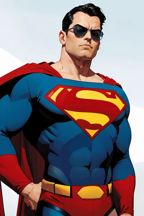 masterpiece, best quality, high quality, highres, upper body, straight-on, LoConARTSTYLE_AlexRoss_ComicArt_ownwaifu, www.ownwaifu.com, superman, superhero, 1boy, sunglasses, black hair, male focus, simple background, solo, short hair, long sleeves, blue bodysuit, red cape, skin tight, muscular, spot color, simple background,
<lora:LoConARTSTYLE_AlexRoss_ComicArt_ownwaifu-15:0.8>