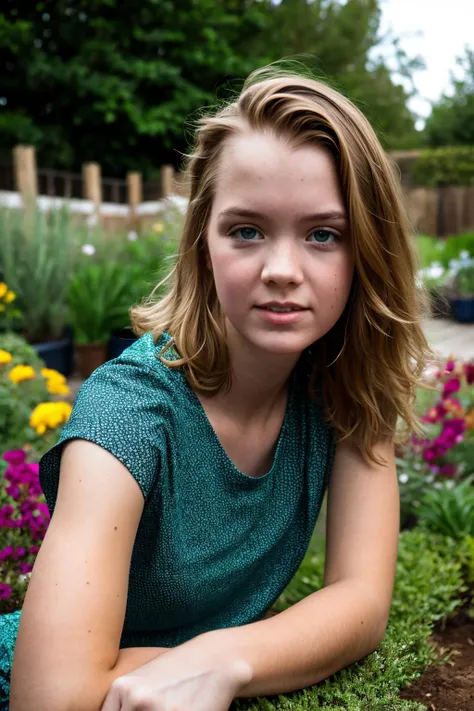 portrait of cra girl in garden <lora:cra:1>