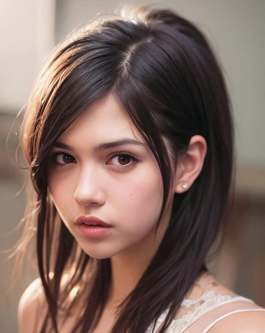 1girl, solo, (detailed), (photo, photorealism:1.4), looking at viewer, soft cinematic lighting, portrait, facev2