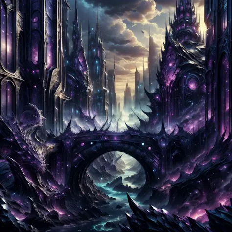 <lora:DraconicTech-15:0.8> draconictech, scifi,obsidian , iridescent, <lora:add_detail:0.5>
city bridge,lava river