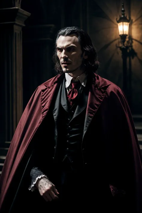 In a scene inspired by Bram Stoker's "Dracula," the setting is a dimly lit, opulent castle perched high in the Transylvanian mountains. The air is thick with a sense of eerie foreboding as shadows dance across the grand, ancient halls.
Count Dracula, portrayed with a sense of aristocratic charm and malevolence, emerges from the darkness. His eyes, crimson with vampiric hunger, gleam as he gazes upon his unsuspecting victim. His attire, a blend of 19th-century elegance and Gothic opulence, adds to his aura of timeless evil.
The camera captures the Count's gradual approach as he moves closer to his prey, his cape billowing like the wings of a bat. The victim, a young and vulnerable character, is bathed in moonlight, adding an ethereal quality to the scene.
As Dracula draws nearer, his movements are both seductive and menacing, his whispers a hypnotic lure. The tension mounts, and the scene is suffused with an undercurrent of sensuality and danger. The camera pans to capture the victim's reactions, their fear and attraction intertwining in a complex web.
With a sudden burst of supernatural speed and a flash of fangs, Dracula's bite seals the victim's fate. The camera lingers on their transformation, capturing the victim's surrender to the dark and irresistible allure of the vampire.
This recreation of a "Dracula" scene evokes the timeless themes of seduction, horror, and immortality, paying homage to the enduring legacy of the vampire legend.