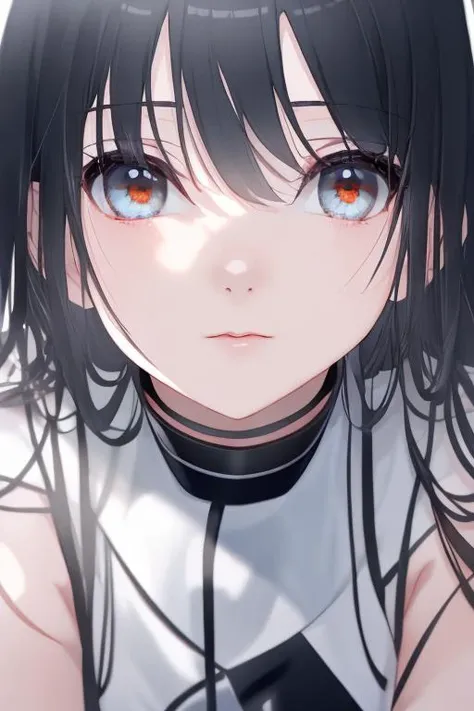 anime,(face),(beautiful detailed eyes), black hair,sliver eyes, masterpiece,looking at viewer, best_quality,white background,masterpiece,white shirt, arms behind back, <lora:Miwano-Rag-000012:1>