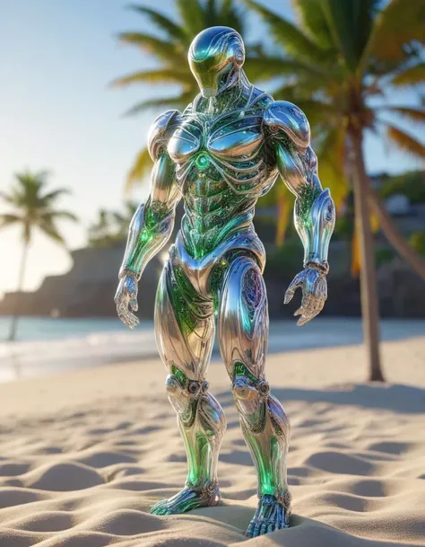 hyper detailed masterpiece, dynamic, awesome quality, photo of cyberpunk titan, a tropical and latin place with lots of green and beach, DonMSp3ctr4lXL, <lora:DonMSp3ctr4lXL-000008:1>, bokeh,selective focus,superb work of art,clear scene,outstanding