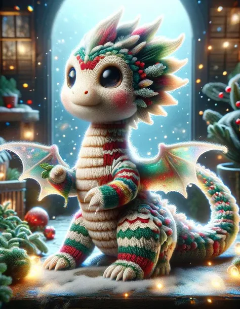 hyper detailed masterpiece, dynamic, awesome quality, photo of a tiny cute ral-smoldragons, wearing a ChristmasSweater, watching a zombie outbreak in a futuristic spaceship, A bright, sunlit greenhouse filled with succulents and cacti in terra-cotta pots, christmas, snowing, chrimstas trees, christmas ornaments, DonMSp3ctr4lXL, <lora:DonMSp3ctr4lXL-000008:1>, transparent, translucent, exceptional artistic triumph,depth of field,clear perception,delicate,exquisite,