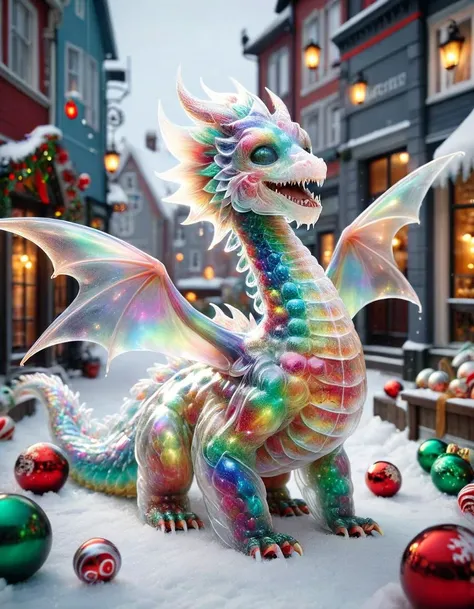 hyper detailed masterpiece, dynamic, awesome quality, photo of a ral-smoldragons stalking a zombie outbreak in antarctica, A vibrant, bustling city square with historic architecture and bustling cafes, christmas, snowing, chrimstas trees, christmas ornaments, DonMSp3ctr4lXL, <lora:DonMSp3ctr4lXL-000008:1>, transparent, translucent, exquisite masterpiece,supreme masterpiece,clear perception,exemplary masterwork,polished,