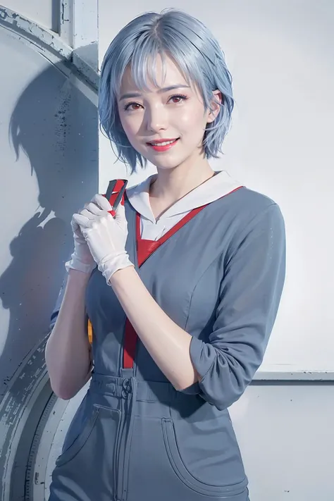 (8k, best quality, masterpiece:1.2), (realistic, photo-realistic:1.37), ultra-detailed, 1girl, ayanamirei, looking at viewer, light smile, blue short hair, red eyes, looking viewer, (blue hair), heavy hair, white gloves, <lora:evaAyanamiRei_arV1:1>, light smile, city park, cherry blossoms, okyo-3_middle_school_uniform, red ribbon, school_uniform
