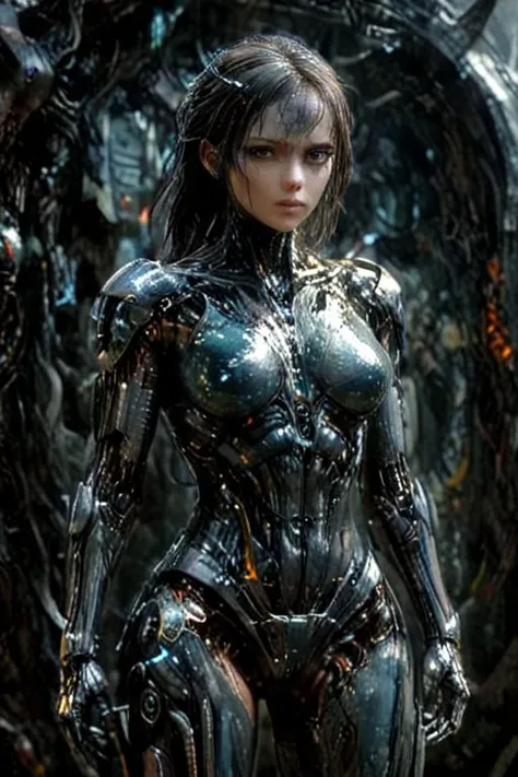 Hyperrealistic art "Create a full body visual masterpiece of a powerful cyborg,seamlessly blending human and mechanical elements. Incorporate sleek metallic components merging with organic tissue,illuminated by subtle yet captivating tcai,cybernetic enhancements. Set the scene in a futuristic environment,brimming with advanced technology and hints of the cyborg's origin and capabilities. Balance the portrayal between the strength of their c1bo cybernetic enhancements and the underlying humanity. Let the image spark curiosity,inviting viewers to contemplate the potential of human augmentation and Roboticizer technological evolution.",<lora:cyber_aesthetic_sdxl:0.3>,<lora:Dystopia:0.3>,perfecteyes,<lora:RM_Enhancer_v1.0_bf16:0.9>,<lora:Roboticizer:0.5>,<lora:Schizowave:0.4>,<lora:cyborg_v2_sdxl:0.4>,<lora:EnvyCyborgXL01:0.4>,<lora:CyborgsXL:0.4>, . Extremely high-resolution details, photographic, realism pushed to extreme, fine texture, incredibly lifelike