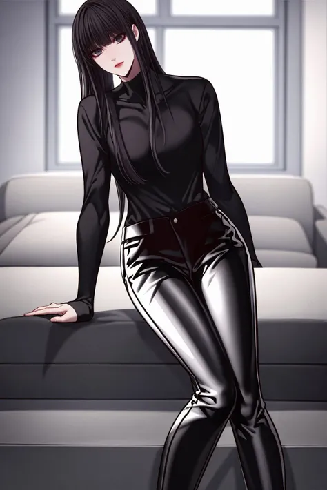 masterpiece, high quality, depth of field, dramatic light, best shadow, best illumination, (backlighting), 8k, beautiful lighting, best quality, highres, female focus, <lora:hairdetailer:0.7>, <lyco:GoodHands-beta2:0.7>,
Jiyoung Yoo, 1girl, solo, black hair, long hair, latex pants, black shirt,<lora:Jiyoung Yoo:0.7>,