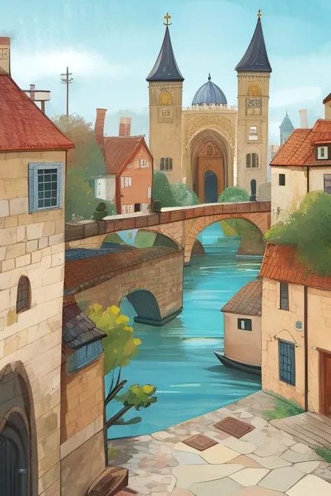 masterpiece,best quality,medieval towns <lora:childbookfinv1:1>