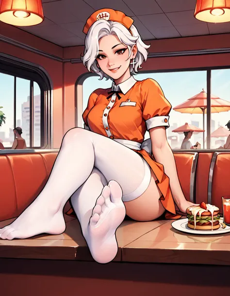 score_9_up, score_8_up, score_7_up, score_6_up, rating_safe, BREAK,
Diner waitress, white hair, orange waitress outfit, white stockings, cross legged, feet on table, soles towards viewer, feet focus, toes spread, smiling, diner interior background
<lora:RoccoV1:0.6>
<lora:odanon_style_v2:0.4>
<lora:StS_detail_slider_v1:2.0>