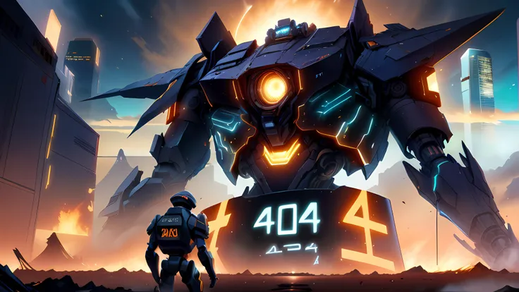 anime artwork masterpiece, 8k, high quality, broken robot, a sign that reads "404" on it, post-apocalyptic, somber, dramatic, highly detailed <lora:InfraBlackholeTechAIp:1> . anime style, key visual, vibrant, studio anime, highly detailed