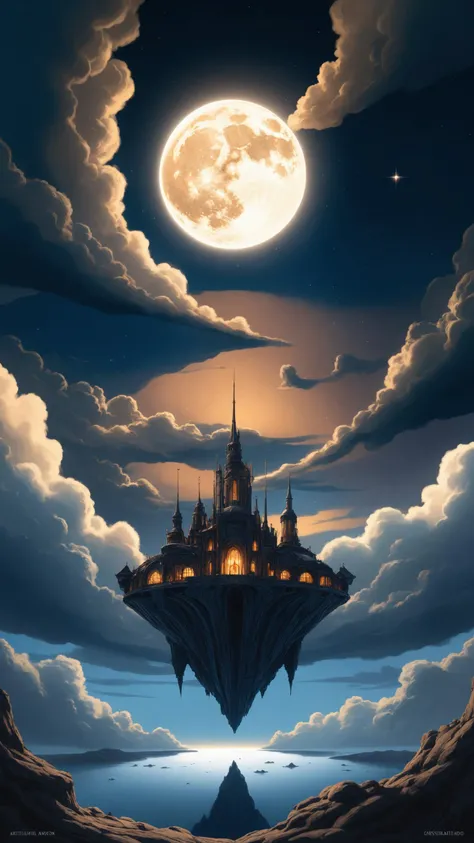 existential longing, photography in the style of detailed hyper realism, cinematic composition, dramatic light, painted crescent moon in the sky, expressive, hyper detailed, intricate, poster, artstation