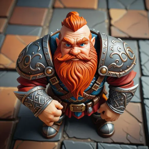 dwarf warrior, High Angle Shot, top down view <lora:TabletopRay:1>