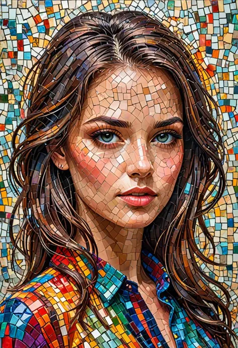 portrait of a girl ,radiation mosaic:1.2, catch the sun:0.8, like shards of glass，Inject warmth and energy into a space:0.4 Flash and dance.