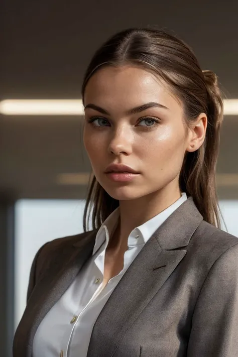 headshot of S289_KateLi,a stylish woman,in a (boardroom:1.1),wearing a (shirt:1.1) and (blazer),(hair-bow),(4k, RAW photo, best quality, depth of field, ultra high res:1.1),(absurdres, intricate, photorealistic, masterpiece, ultra-detailed:1.1),