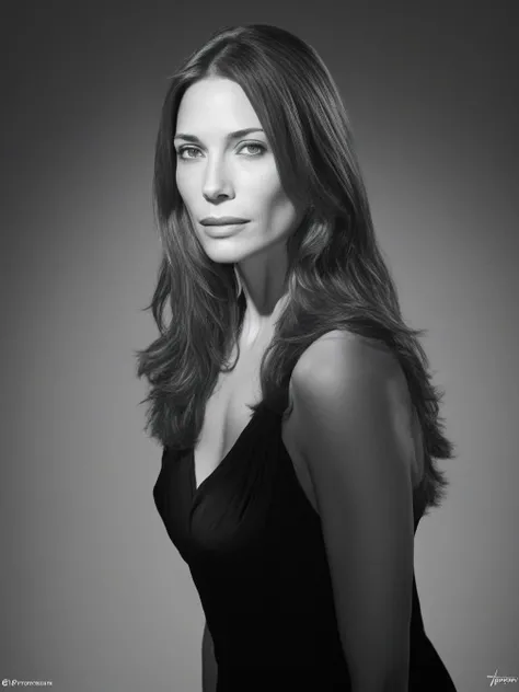 SHXL arafson woman with long hair and a black dress posing for a picture, claire forlani, black and white portrait, ashley greene, by François Quesnel, television, headshot half figure, by Victor Surbek, alison hannigan, duck, pictured from the shoulders up, denis velleneuve, portfolio, looking towards the camera, britain, awarding winning <lora:Studio_Harcourt_XL:1>