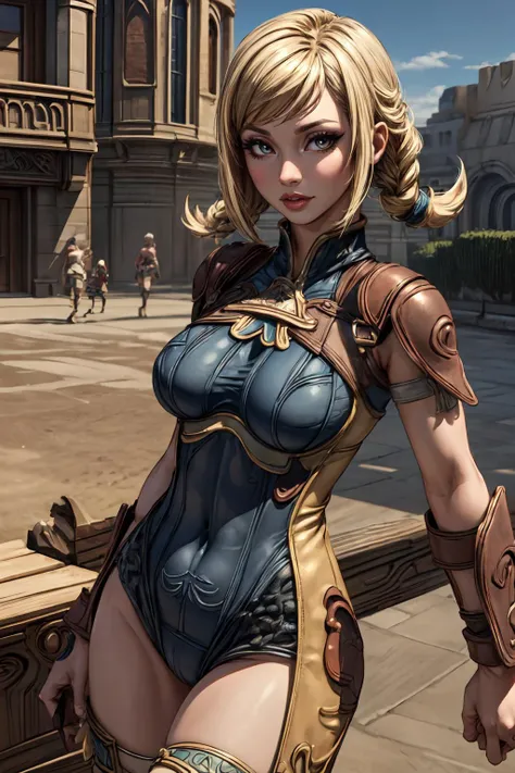 (masterpiece, extremely detailed, best quality, absurdres:1.4) nice hands, perfect hands, 1girl, solo, mature, milf, sexy, (tits:1.3) <lora:more_details:1> <lora:penelo-nvwls-v1-final:lbw=inall:step=5-35> penelo_ffxii, blue bodysuit, shoulder pads, bracers, knee boots, <lora:ffxii-nvwls-v01:lbw=outall> 12style, desert, city, city street, castle, sand