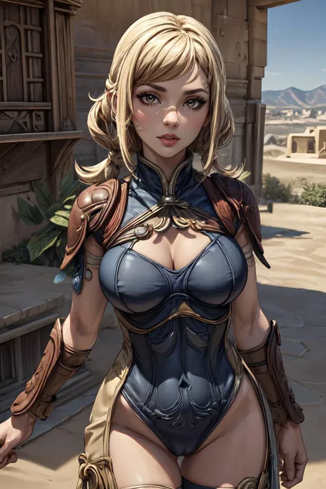 (masterpiece, extremely detailed, best quality, absurdres:1.4) nice hands, perfect hands, 1girl, solo, mature, milf, sexy, (tits:1.3) <lora:more_details:1> <lora:penelo-nvwls-v1-final:lbw=inall:step=5-35> penelo_ffxii, blue bodysuit, shoulder pads, bracers, knee boots, <lora:ffxii-nvwls-v01:lbw=outall> 12style, desert, city, city street, castle, sand