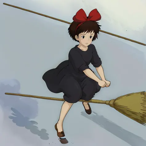 <lora:Kiki003:0.7>,<lora:broom001:0.7>,
Kiki,1girl,short hair,brown hair,black eyes,hair bow,
hair bow,
black dress,
brown footwear,
riding,broom,