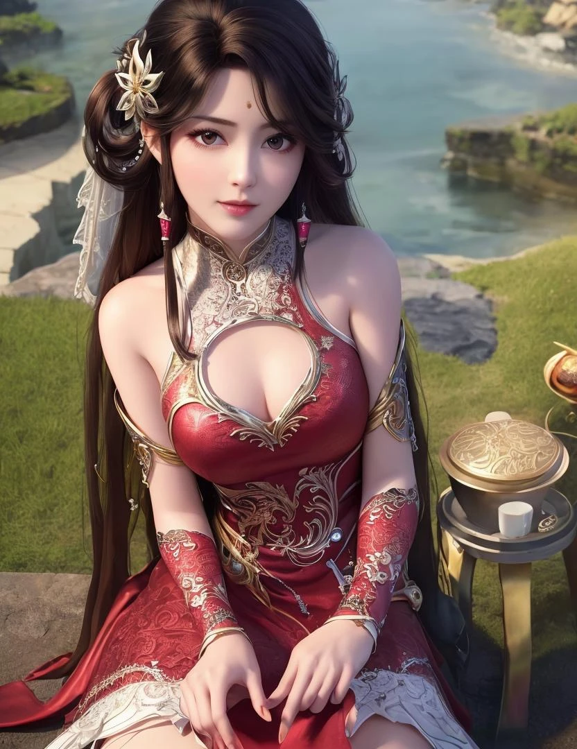 ultra realistic 8k cg, flawless, clean, masterpiece, professional artwork, famous artwork, cinematic lighting, cinematic bloom, perfect face, beautiful face, fantasy, dreamlike, unreal, science fiction, lace, lace trim, lace-trimmed legwear, luxury, jewelry, diamond, gold, pearl, gem, sapphire, ruby, emerald, intricate detail, delicate pattern, charming, alluring, seductive, erotic, enchanting, hair ornament, necklace, earrings, bracelet, armlet,halo,autumn,
((,1girl, pov,best quality, )) , ((((,1girl, solo, medium_breasts, , looking at viewer, sitting, ))))
<lora:DA_HuoLingEr:0.6>