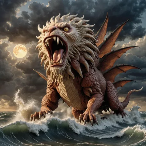 pixar style render, caricature, <lora:Clay Animation:1> Clay Animation page <lora:Jan Svankmajer Style:1> Jan Å vankmajer Style page High above the raging sea, the Griffin swooped down with majestic ferocity, its massive form eclipsing the sun. Talons as sharp as swords slashed through the air, tearing through the sails of ships unlucky enough to cross its path. With a deafening screech, it descended upon its prey, its lion-like roar echoing across the waves., sharp contrast, Low-Angle Shot, 24mm, f/2.8, looking at viewer, flat colors, 4k, professional, award-winning, highly detailed, volumetric, dramatic lighting