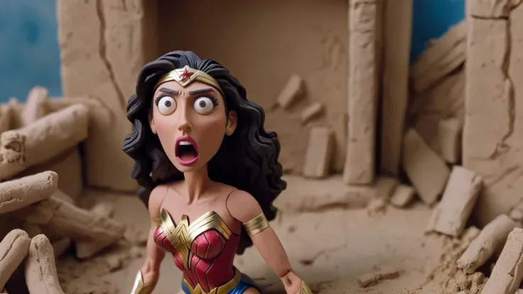 <lora:Clay Animation:1> Clay Animation page (claymation Wonder Woman:1.1)