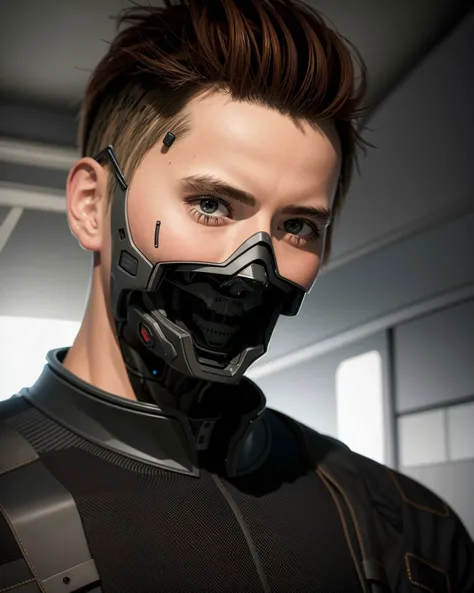 (photorealistic:1.4), (best quality:1.0), (ultra highres:1.0), 8k, RAW photo, (masterpiece:0.2), portrait, face, close shot,
<lora:zyd232_CyberneticJawless_v1_1:1> Cybernetic_Jawless, mask, mechanical parts, cybernetic, 1boy, man, (male:1.2), jacket, black hair, looking at viewer,