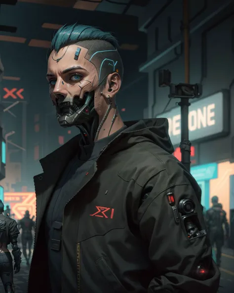 (photorealistic:1.4), (best quality:1.0), (ultra highres:1.0), 8k, RAW photo, (masterpiece:0.2), portrait, (from side:0.6),
<lora:zyd232_CyberneticJawless_v1_1:1> Cybernetic_Jawless, mask, mechanical parts, cybernetic, 1boy, man, male, jacket,
(cyberpunk street:1.2)