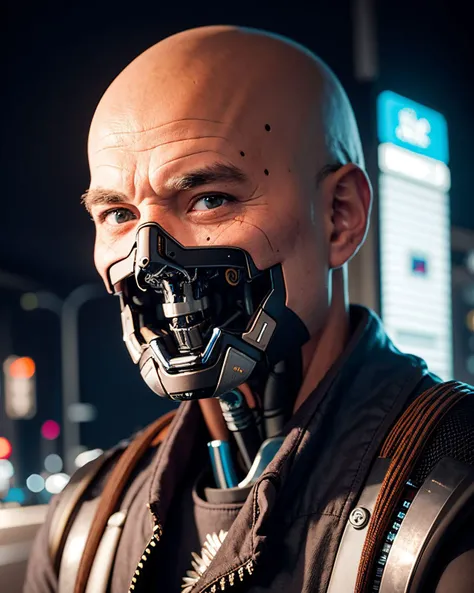 (photorealistic:1.4), (best quality:1.0), (ultra highres:1.0), 8k, RAW photo, (masterpiece:0.2), upper body,
<lora:zyd232_CyberneticJawless_v1_1:0.7> Cybernetic_Jawless, mask, mechanical parts, cybernetic, 1man, middle age male, asian,
(cyberpunk street:1.2), neon lights,