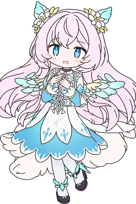 {{{{{masterpiece}}}}}, {{{{{best quality}}}}}, {{{{{ultra detailed}}}}}, {{{{{high res}}}}}, {{{{{8k}}}}}, {{{{{Notte (Dragalia Lost)}}}}}, {1girl}, {{{fairy girl}}}, {cute face}, blue eyes, {beautiful detailed eyes}, pastel pink hair, {white flowers in hair}, {{pastel yellow fairy wings}}, {pastel light green dress with black accents}, enchanted forest, floating, [fit body], large chest, {{{{{photorealistic}}}}}, {{{{{ultra realistic}}}}}, {{{full body}}}, smile, cheerful, {gold choker}, {makeup}, {{{{{glowing particles in air}}}}}, {{{bloom lighting}}}, depth of field, looking at viewer, cute, pretty, beautiful, sexy, perfect body, {{{{{perfect anatomy}}}}}, {{{{{hands behind body}}}}}, <lora:aka_shiba_offset:1>